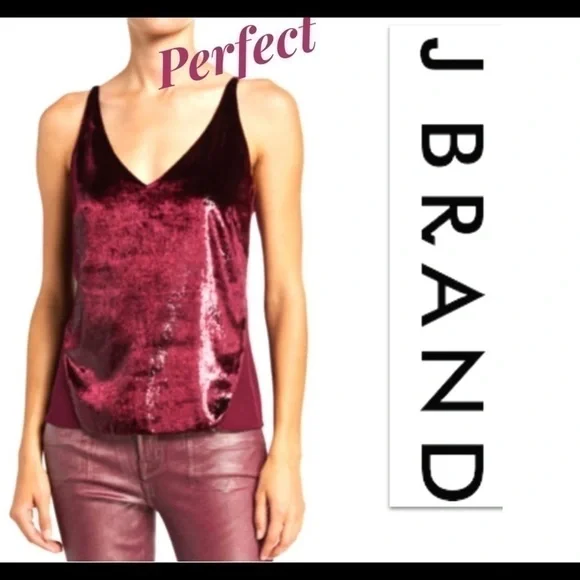 𝅺J Brand Velvet Soft V Neck Sleeveless Cami Italy Timeless Luxury Chic - Picture 2 of 11